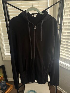 James Perse Black Full-Zip Hoodie Sweater